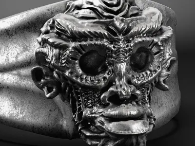 skull monkey ring-jewellry-3dprint 3D model