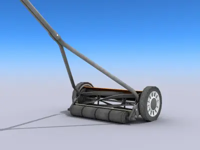 Push Reel Lawn Mower Low-poly 3D model
