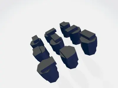 Military Buttons Low-poly 3D model