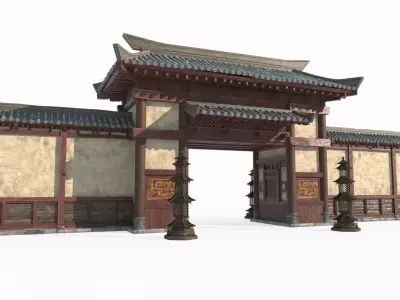 Luxury Gate of Asian Ancient Architecture 3D model