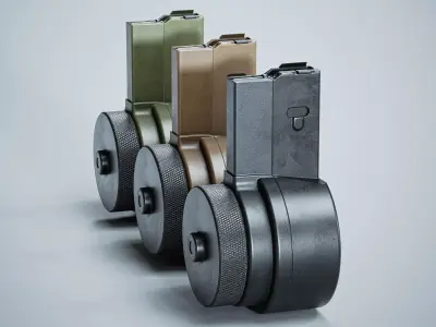 X Products X-91 50 Round Drum Magazine AR Low-poly 3D model purchase