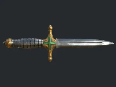 PBR WW1 Italian Dagger Low-poly 3D model