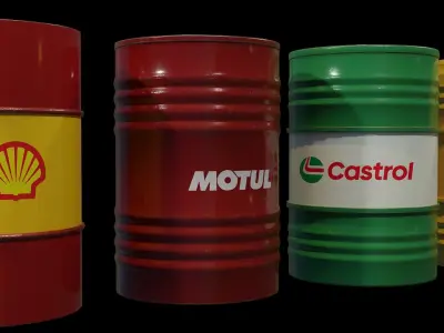Oil Drums Pack Low-poly 3D model