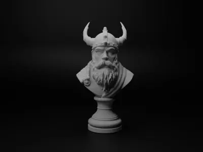 Danish Viking Bust Chess 3D print model 2