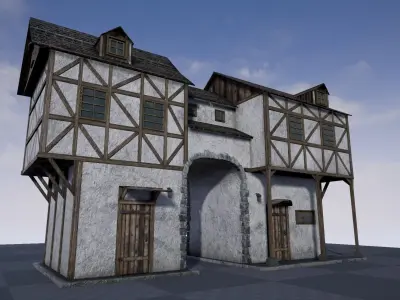 Medieval house B PBR  Low-poly 3D model