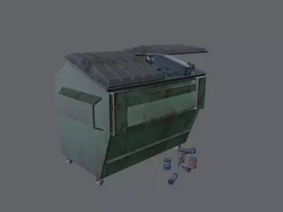 Rusty Garbage Dumpster Low-poly 3D model