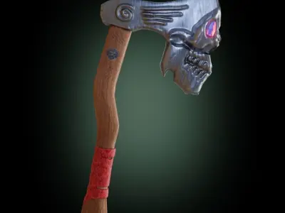 Stylized skull axe PBR low-poly game ready Low-poly 3D model