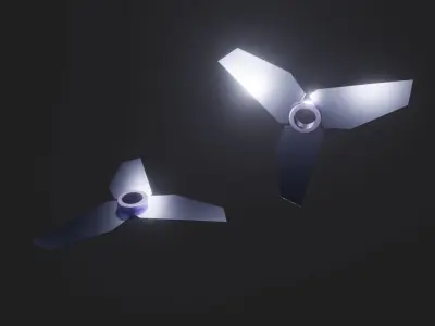 Propeller 3D Model two propellers flying 3D model