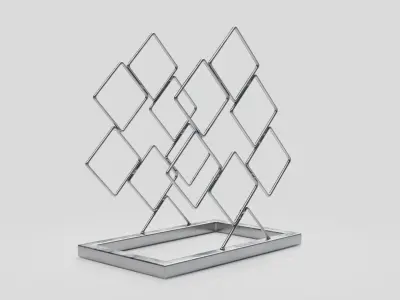 Antique Silver 6-Bottle Wine Rack 3D model