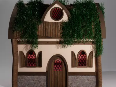 Tiny Garden House with moss  Free low-poly 3D model