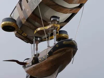 FLYERBANK steampunk hot air balloon Low-poly 3D model