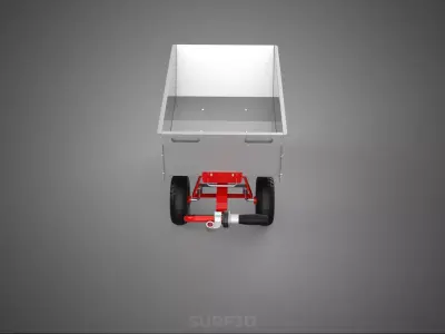 RED SILVER ELECTRIC MOTORIZED CART TROLLEY TRAILER CARGO WAGON 4 3D model