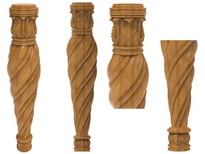 Table leg- wood carving  3D model
