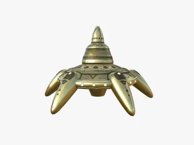 Alien Spaceship UFO G07 Gold - Sci Fi Spacecraft Design Low-poly 3D model