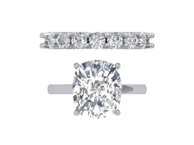 Cushion Bridal Ring 3D print model