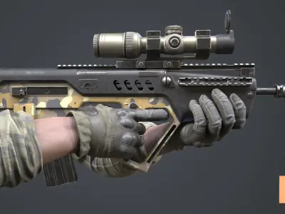 FPS Automatic Rifle 02 Low-poly 3D model