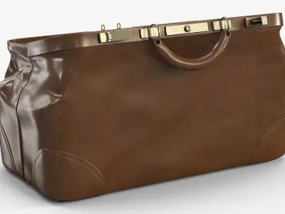 Vintage Bag Brown Leather Opened 3D model