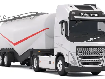 Volvo FH16 2021 With Cement Trailer 3D model