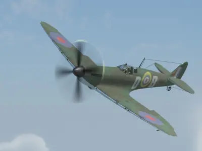 Spitfire wwii fighter plane 3D model purchase