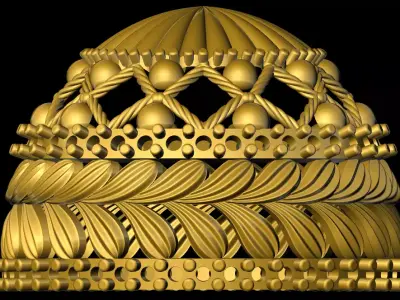 jumka ornate golden hat 3D print model