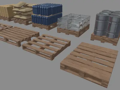 Wooden Pallets Pack Low-poly 3D model