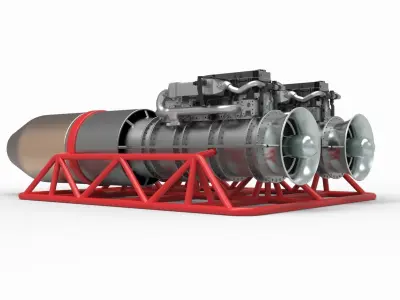 Jet engines with frame 3D model