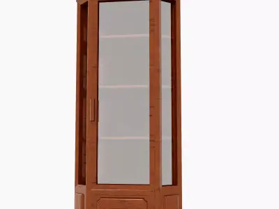 Antique Timber Corner Display Cabinet Carpentered Craft Malaysia 3D model