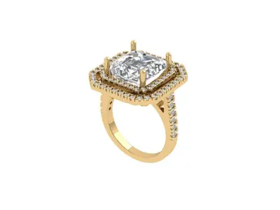 Asscher Solitaire Ring 3D print model