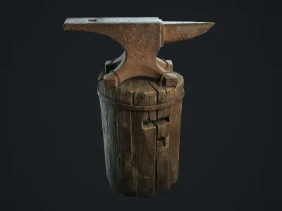 Anvil old ax Low-poly 3D model