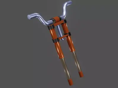 Bike Front Fork-HandleBar Low-poly 3D model