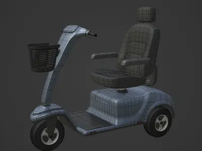 Generic Mobility Scooter -- Three Wheeler -- Wheelchair Low-poly 3D model