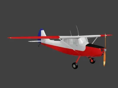 Cessna L19 Wheels and floats versions Low-poly 3D model