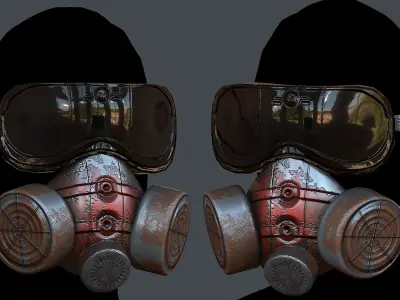 Gas mask helmet 3d model scifi Low-poly Low-poly 3D model Low-poly 3D model 4