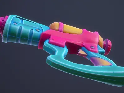 Water Gun Cartoon Soaker VR AR Low Poly Low-poly 3D model