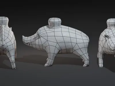 Boar vessel 600-500BC Etruscan Ceramic Low-poly 3D model