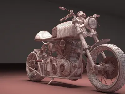 Cafer racer chrome motocycle 3D model