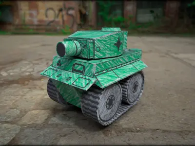 Paper Tanks Low-poly 3D model
