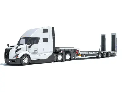 2024 Semi-Truck with Platform Trailer 3D model