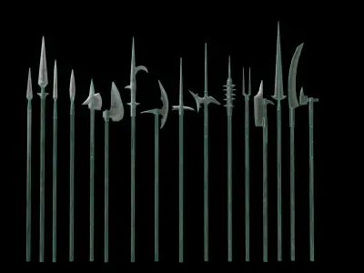 Spears collection Low-poly 3D model