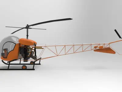 bell 47 orange 3D model