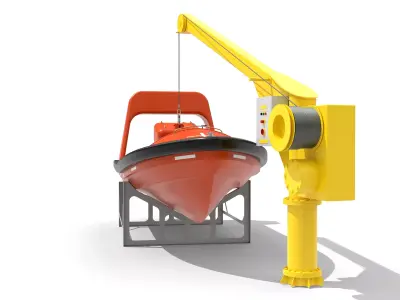Fast Rescue Boat FRB FRC and Davit 3D model