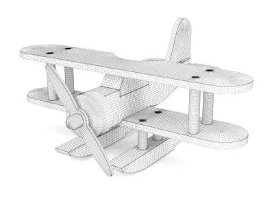 Wooden toy floatplane 02 3D model