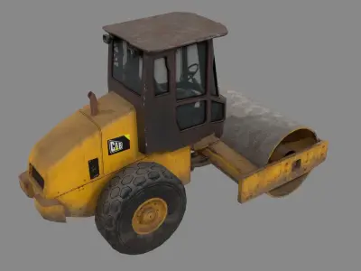 Road roller Low-poly 3D model
