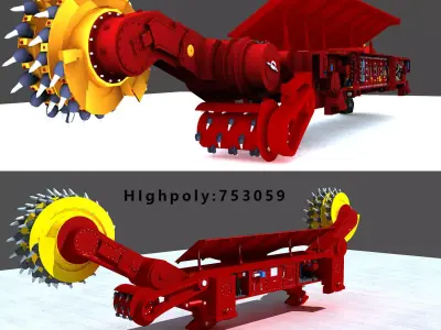 Coal Mining Machine Low-poly 3D model purchase