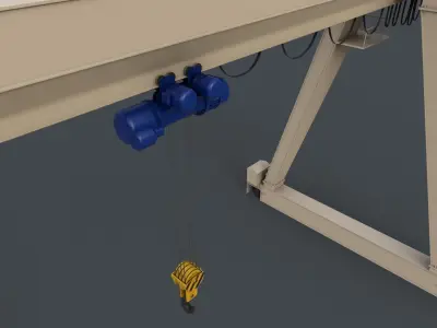 PBR Single Girder Gantry Crane V1 - WHITE Low-poly 3D model