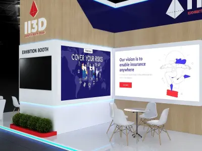 Exhibition Stand Stall Two Side Open 12X3 3D model