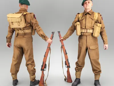 Soldier with gun 397 Low-poly 3D model