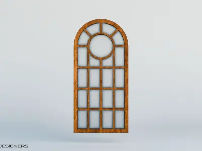 Wooden Glass Window Low-poly 3D model