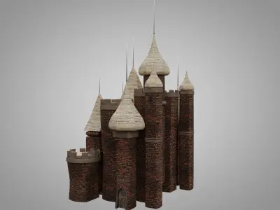 Castle Low-poly 3D model 9