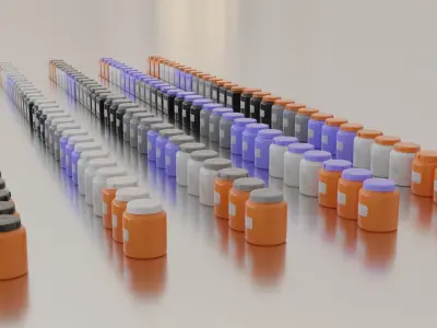 Industrial laboratory chemical containers with blank labels 3D model